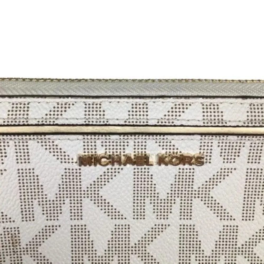 Michael Kors Jet Set Travel Vanilla Tan Leather Continental Wallet Wristlet NIB